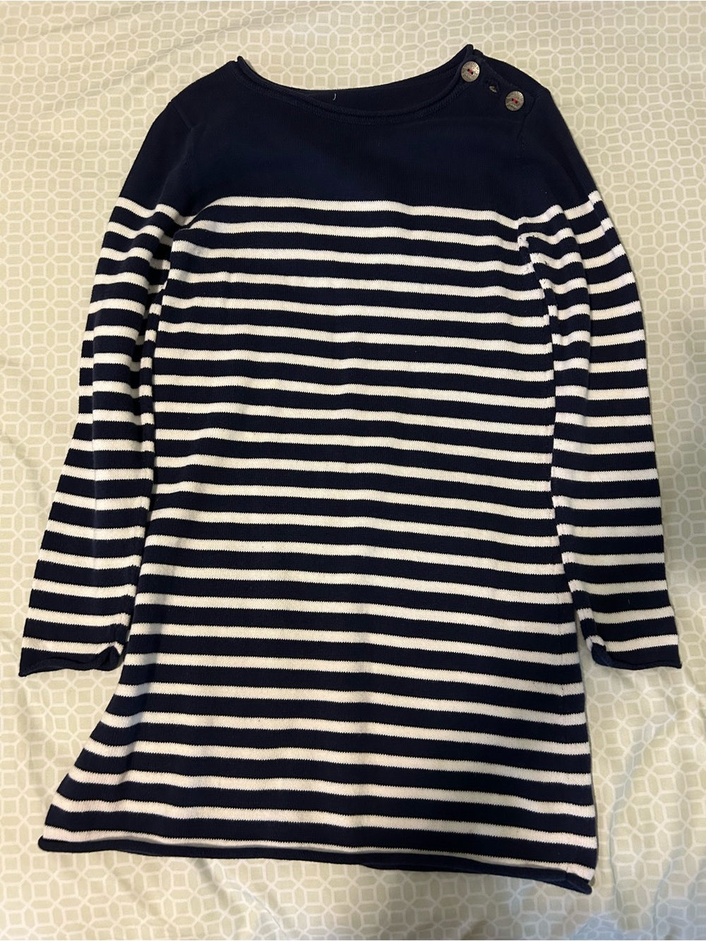 5/$10‼️ Navy and White Striped Boatneck Sweater Dress